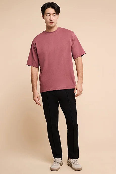 R&B Solid T-Shirt with Crew Neck and Short Sleeves