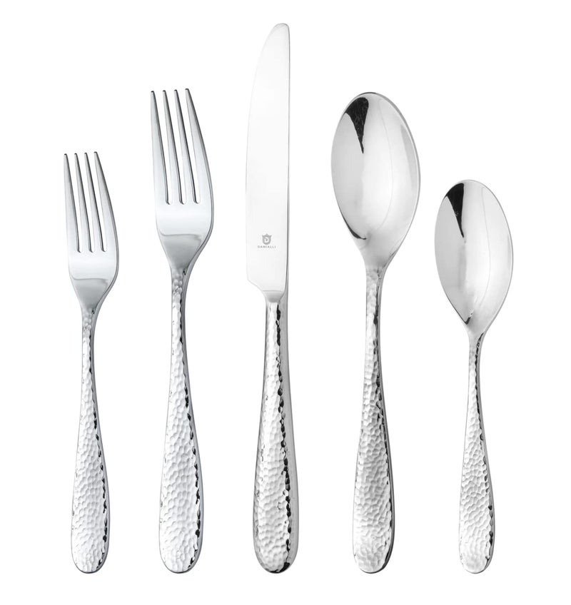 Danialli Premium 1810 Stainless Steel Flatware  Fidenza Fidenza Hammered Marettimo Marettimo Hammered and Mezzano Engraved collections 60Piece Fidenza Hammered