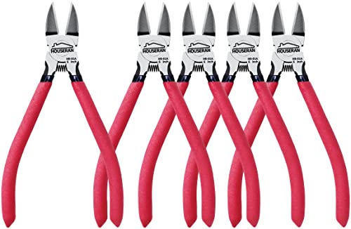 HOUSERAN Wire Cutters, 5 PACK, 6" Wire Cutter Set, HOUSERAN Side Cutters Flush Cut Pliers, Diagonal Cutting Pliers with 2 Layers Non-slip Handle, Spring Loaded Wire Cutters for Jewelry Making, Crafts, Zip Tie - Image 1