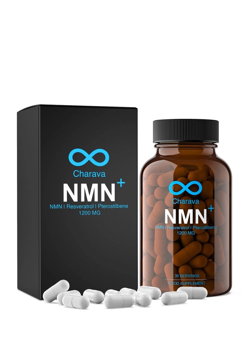Charava - Nmn+1200 Supplement Nicotinamide Mononucleotide With Resveratrol 60 Capsules - Image 1