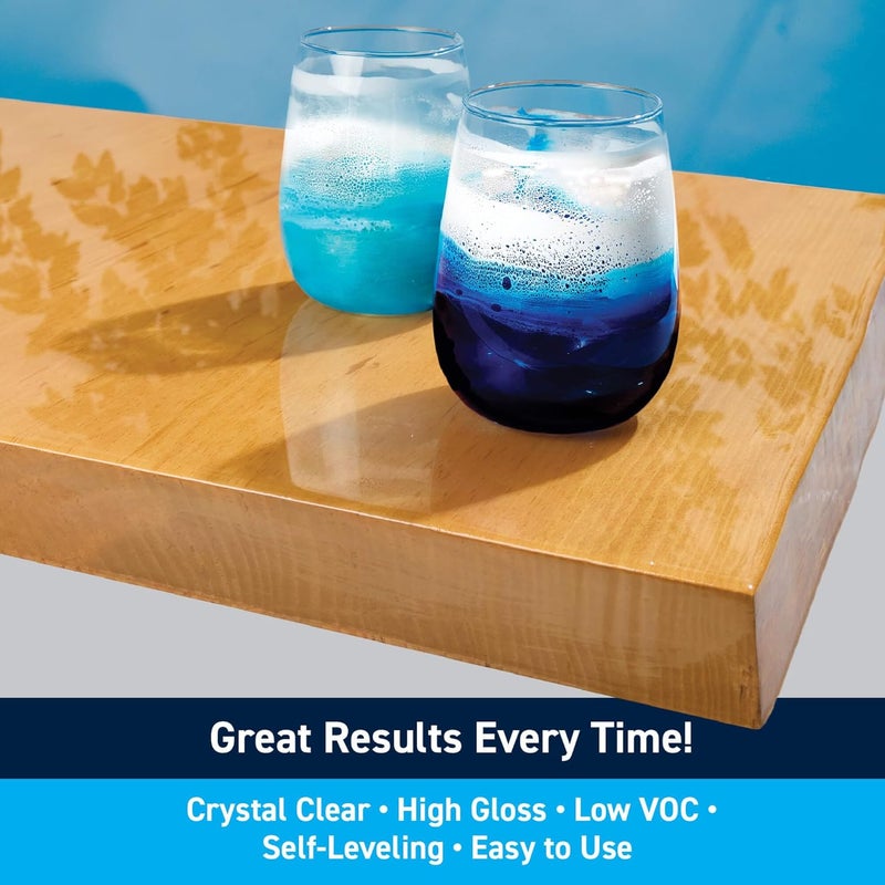 TotalBoat Table Top Epoxy Resin Kit - 2 Quart Kit Size Crystal Clear Formula with High-Gloss Finish & UV-Resistance - Easy 1:1 Ratio for Bar and Counter Coating, Woodworking, and Resin Art Casting - Image 2