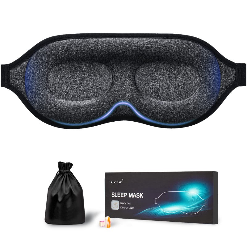 YIVIEW Sleep Mask for Side Sleeper, Block Out Light, Eyelash Extensions Friendly 3D Contoured Sleeping Eye Mask, Soft Breathable Night Blindfold with Adjustable Strap, Lightweight Eye Cover Gray - Image 1