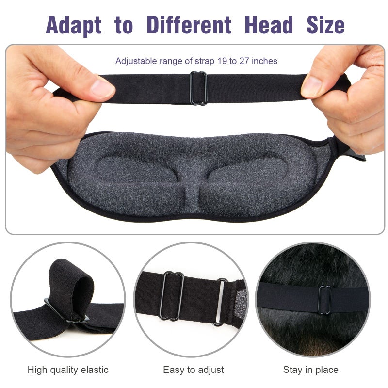 YIVIEW Sleep Mask for Side Sleeper, Block Out Light, Eyelash Extensions Friendly 3D Contoured Sleeping Eye Mask, Soft Breathable Night Blindfold with Adjustable Strap, Lightweight Eye Cover Gray - Image 5