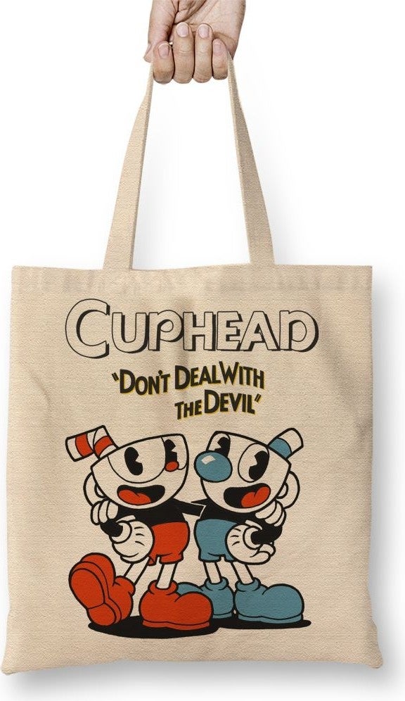 Baskı Dükkanı Print Shop Cuphead Two Tote Bag Long Handle 