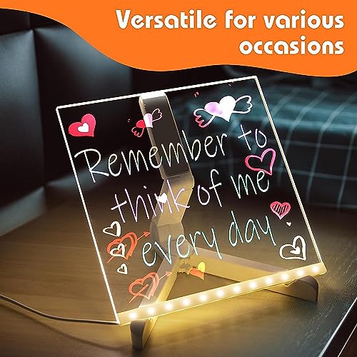Parssufy 3D Acrylic Dry Erase Board with Light up Dry Erase Board with Stand as a Glow Memo LED Letter Message Board with 13 Pens (20X20 CM) - Image 2
