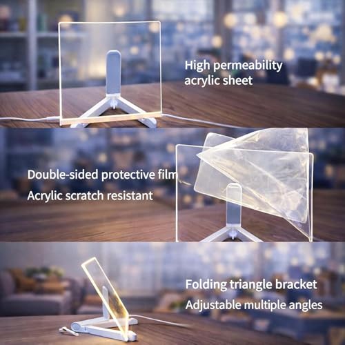 Parssufy 3D Acrylic Dry Erase Board with Light up Dry Erase Board with Stand as a Glow Memo LED Letter Message Board with 13 Pens (20X20 CM) - Image 4