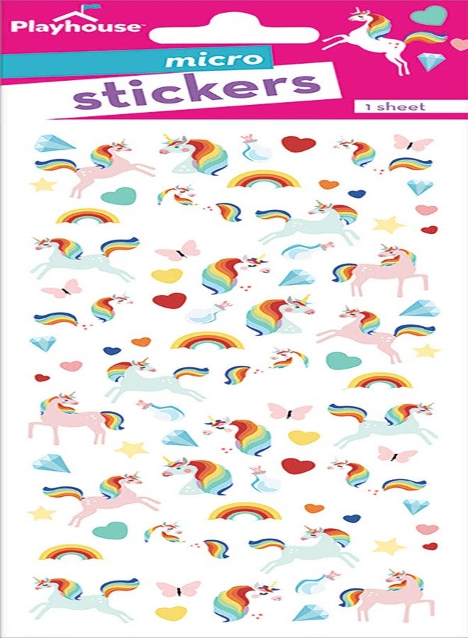 Playhouse Micro Mini Glitter Accent Sticker Sheet for Crafts, Trading & Collecting - Rainbow Unicorns 1 Pack - Image 2