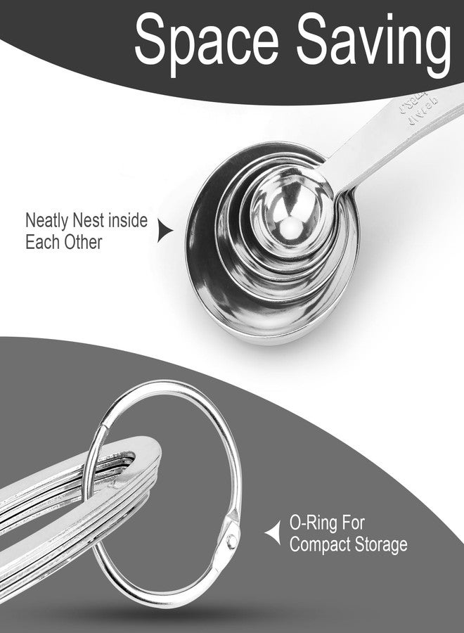 Aovchei 5pcs Measuring Spoon Set, Heavy Duty Stainless Steel Measuring Cups for Cooking Baking, Tablespoon Teaspoon for Dry or Liquid Ingredients, Fits in Spice Jar, 1/4 1/2 1 tsp, 1/2 1 tbsp - Image 3