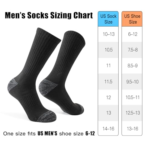 JOYNÉE 8 Pairs Mens Crew Cushion Socks Work Athletic Running Socks Casual Breathable Socks for Men,Black,Sock Size:10-13 - Image 5