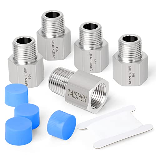 TAISHER 5PCS Forging of 304 Stainless Steel Fitting, Reducer Adapter, 1/4-Inch Male Pipe x 3/8-Inch Female Pipe - Image 1