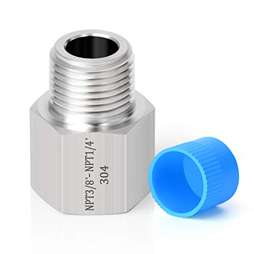 TAISHER 5PCS Forging of 304 Stainless Steel Fitting, Reducer Adapter, 1/4-Inch Male Pipe x 3/8-Inch Female Pipe - Image 2