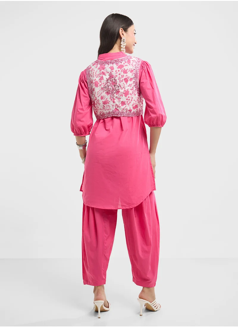 Biba Embroidered Kurta & Salwar Set