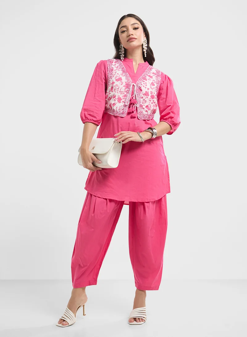Biba Embroidered Kurta & Salwar Set