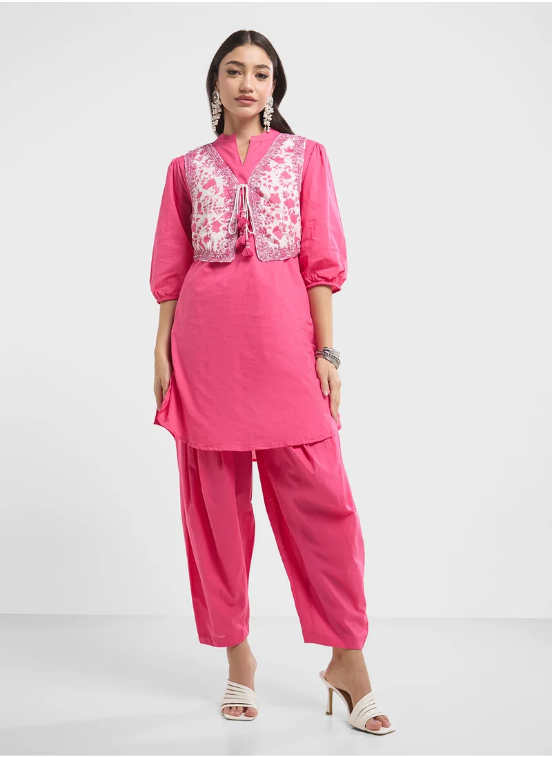 Biba Embroidered Kurta & Salwar Set