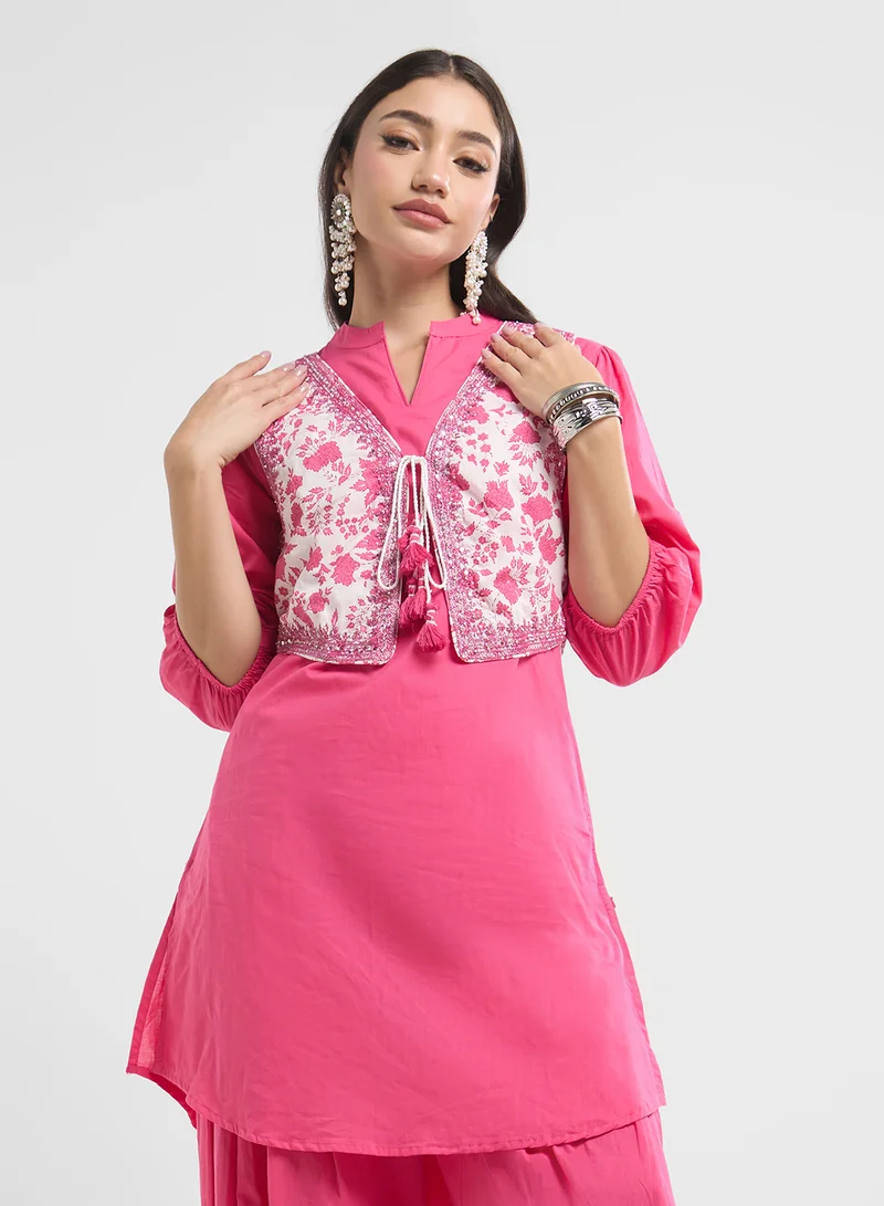 Biba Embroidered Kurta & Salwar Set