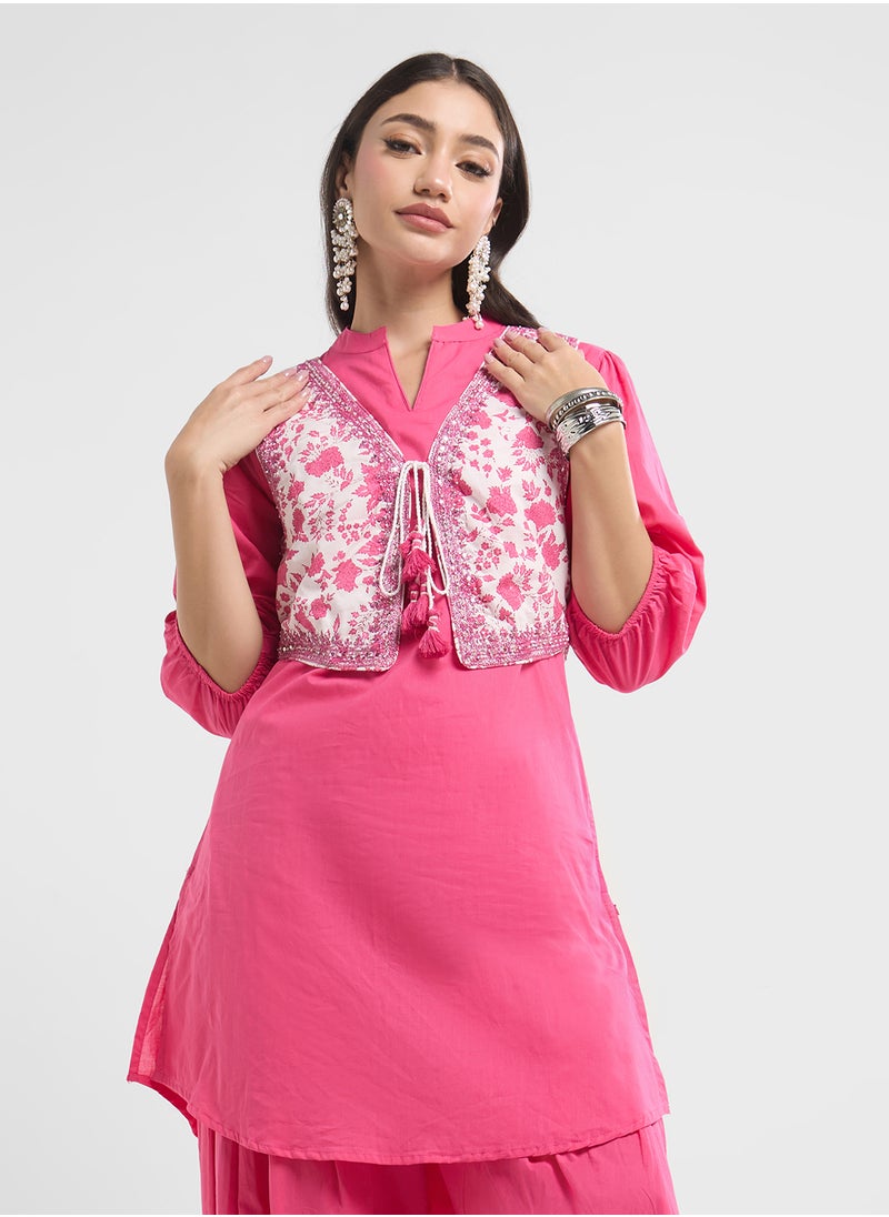 Biba Embroidered Kurta & Salwar Set  - Image 3