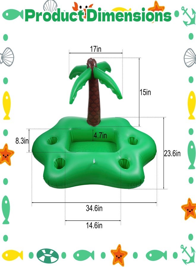 Hlimior Inflatable Floating Drink Holder for Pool, 4 Holes Floating Cabana Bar Pool Drink Floats Water Food Tray for Adults Beach Hot Tub Swimming Party Hold Fruit Beverage Snack with Air Pump - Image 2
