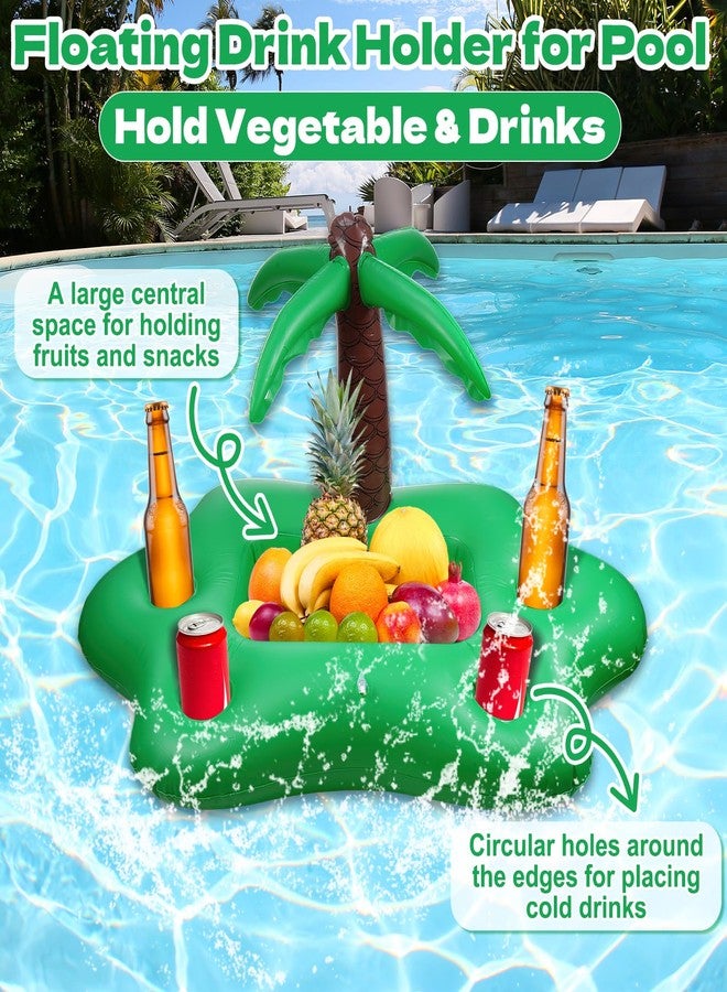Hlimior Inflatable Floating Drink Holder for Pool, 4 Holes Floating Cabana Bar Pool Drink Floats Water Food Tray for Adults Beach Hot Tub Swimming Party Hold Fruit Beverage Snack with Air Pump - Image 4