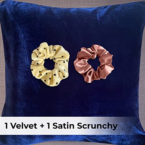 Silvr Bear Buttery Soft Velvet Cushion Covers + 2 Free Scrunchies - 16 x 16 inch | Pack of 2 | Square Shape (Solid Navy Blue) - Image 4