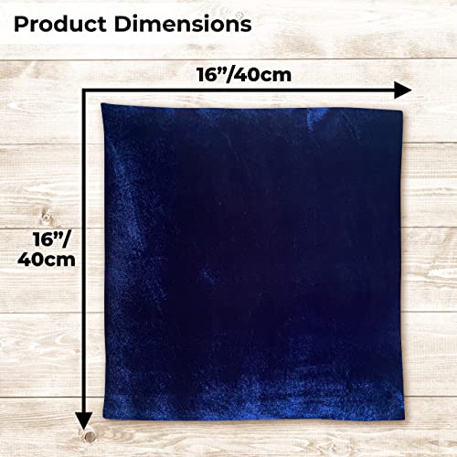 Silvr Bear Buttery Soft Velvet Cushion Covers + 2 Free Scrunchies - 16 x 16 inch | Pack of 2 | Square Shape (Solid Navy Blue) - Image 5