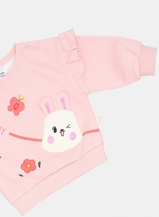 babyqlo Pink Lovely Day Bunny Tracksuit Set
