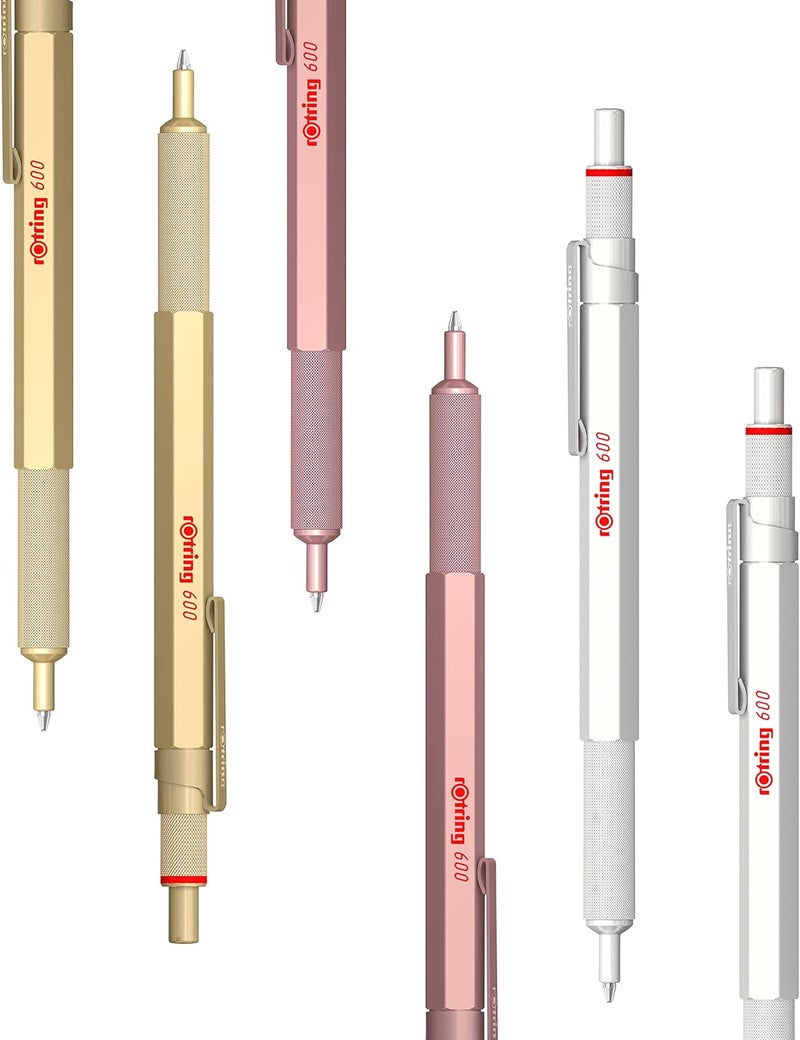 Rotring 600 Metallic Ballpoint Pen Medium Point Black Ink Rose Gold Barrel Refillable 1 Count - Image 5