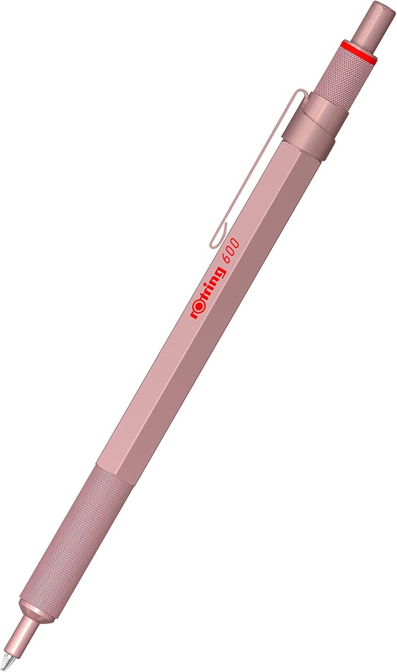 Rotring 600 Metallic Ballpoint Pen Medium Point Black Ink Rose Gold Barrel Refillable 1 Count - Image 1