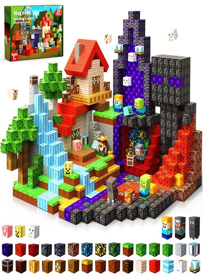 Annexfun Magnetic Blocks - 150PCS Magnetic Building Blocks Forest Portal Building Cubes Toys Montessori Toddler Xmas Birthday Gifts -STEM Construction Toys for Kids Ages 3 4 5 6 7 8 9 - Image 1