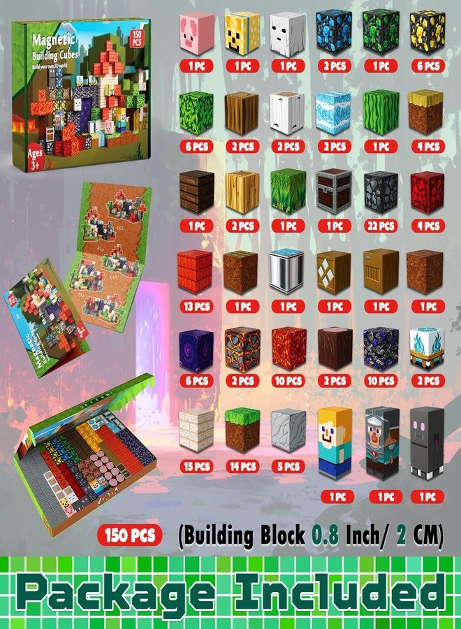 Annexfun Magnetic Blocks - 150PCS Magnetic Building Blocks Forest Portal Building Cubes Toys Montessori Toddler Xmas Birthday Gifts -STEM Construction Toys for Kids Ages 3 4 5 6 7 8 9 - Image 2