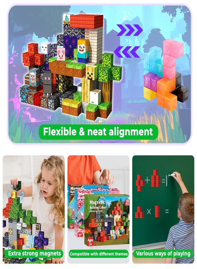 Annexfun Magnetic Blocks - 150PCS Magnetic Building Blocks Forest Portal Building Cubes Toys Montessori Toddler Xmas Birthday Gifts -STEM Construction Toys for Kids Ages 3 4 5 6 7 8 9 - Image 5