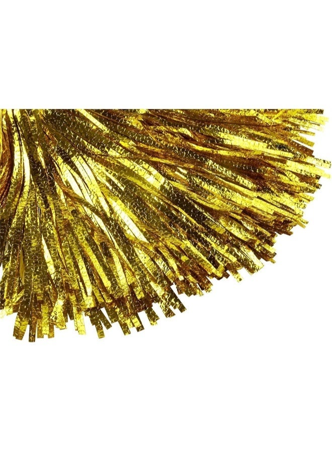 HOMESTAR 6 Pcs Cheerleading Pom Poms, Metallic Foil Pompoms for Sports Meet Team Spirit Cheering Party Dance Supplies Straight Hole, Gold - Image 3