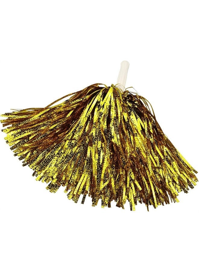 HOMESTAR 6 Pcs Cheerleading Pom Poms, Metallic Foil Pompoms for Sports Meet Team Spirit Cheering Party Dance Supplies Straight Hole, Gold - Image 5