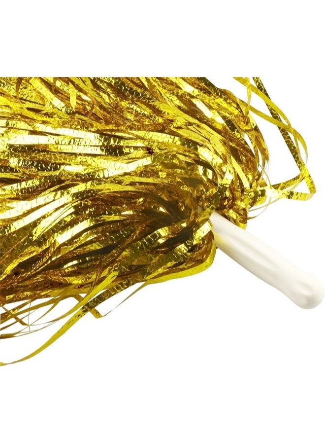 HOMESTAR 6 Pcs Cheerleading Pom Poms, Metallic Foil Pompoms for Sports Meet Team Spirit Cheering Party Dance Supplies Straight Hole, Gold - Image 4