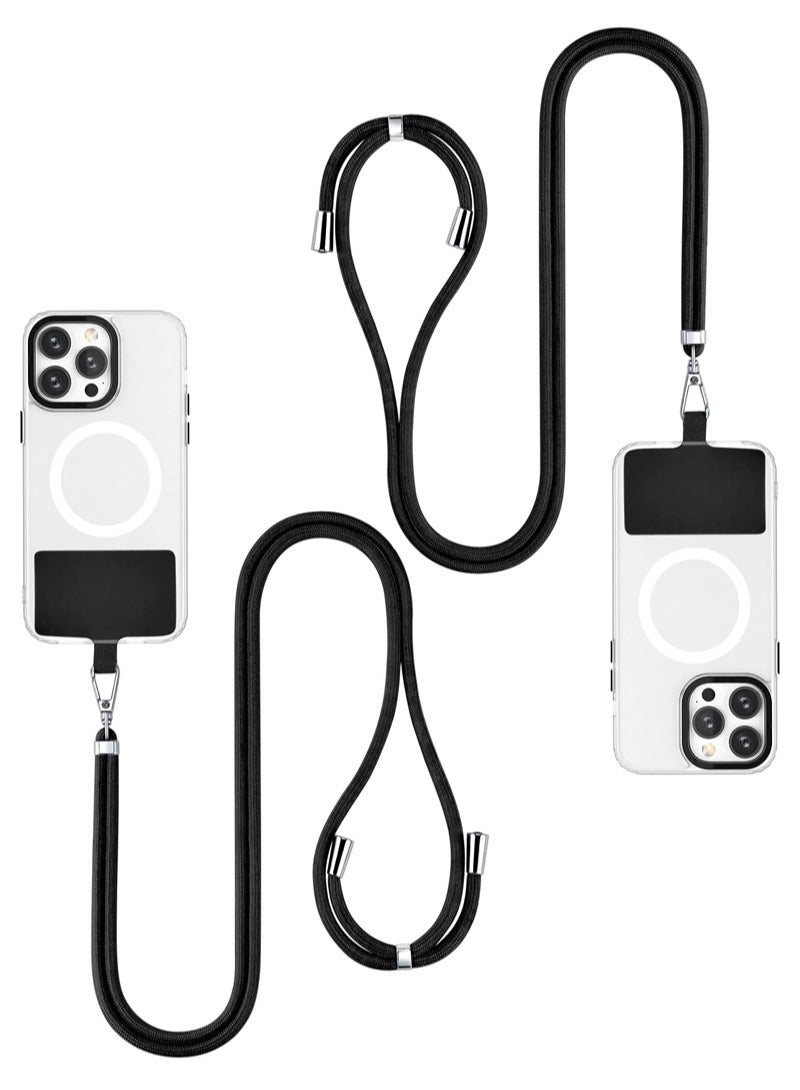 2Pack Phone Lanyard, Universal Crossbody Cell Phone Lanyards, Multifunctional Nylon Patch Adjustable Shoulder Neck Strap Compatible with Most Smartphones(Black)  - Image 1