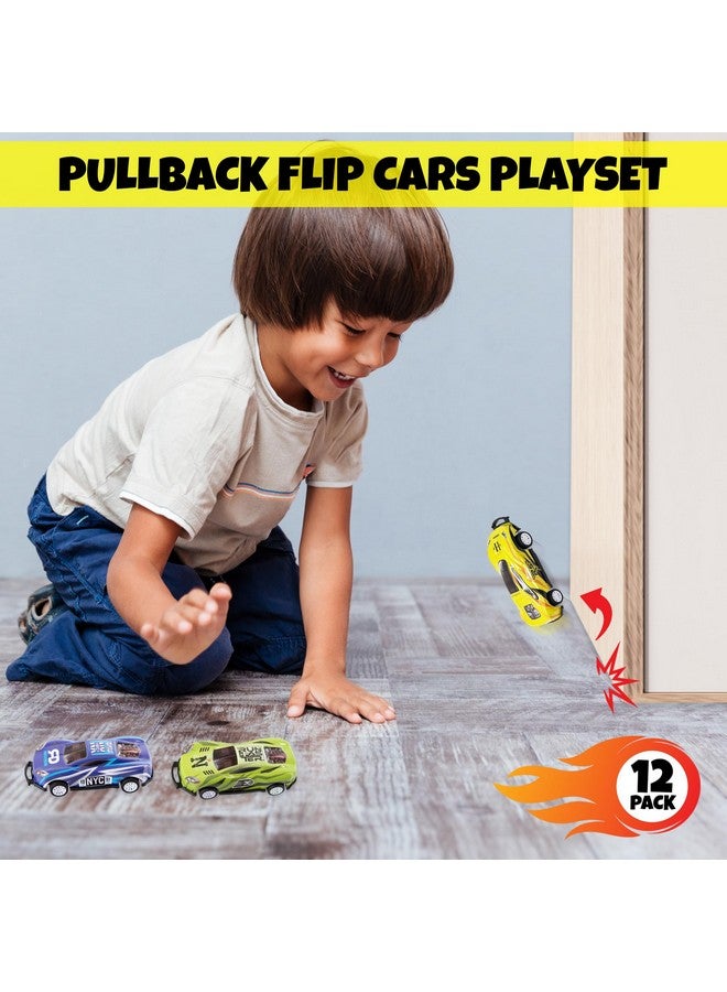 ArtCreativity Pullback Flip Cars for Kids - Set of 12 Stunt Toy Cars in 8 Designs - Diecast Mini Race Cars for Boys and Girls - Fun Retro Car Toys for Racing and Tricks - Image 4