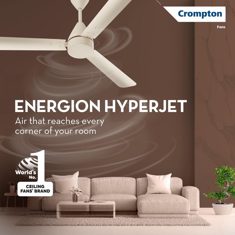 Crompton مروحة سقف كرومبتون إنيرجيون هايبرجيت 1200 مم BLDC | تحكم عن بعد بنقطة أي مكان | تصنيف 5 نجوم BEE موفرة للطاقة | توصيل هواء فائق | مقاومة للصدأ | ضمان المصنع لمدة عامين | عاجي - Image 2