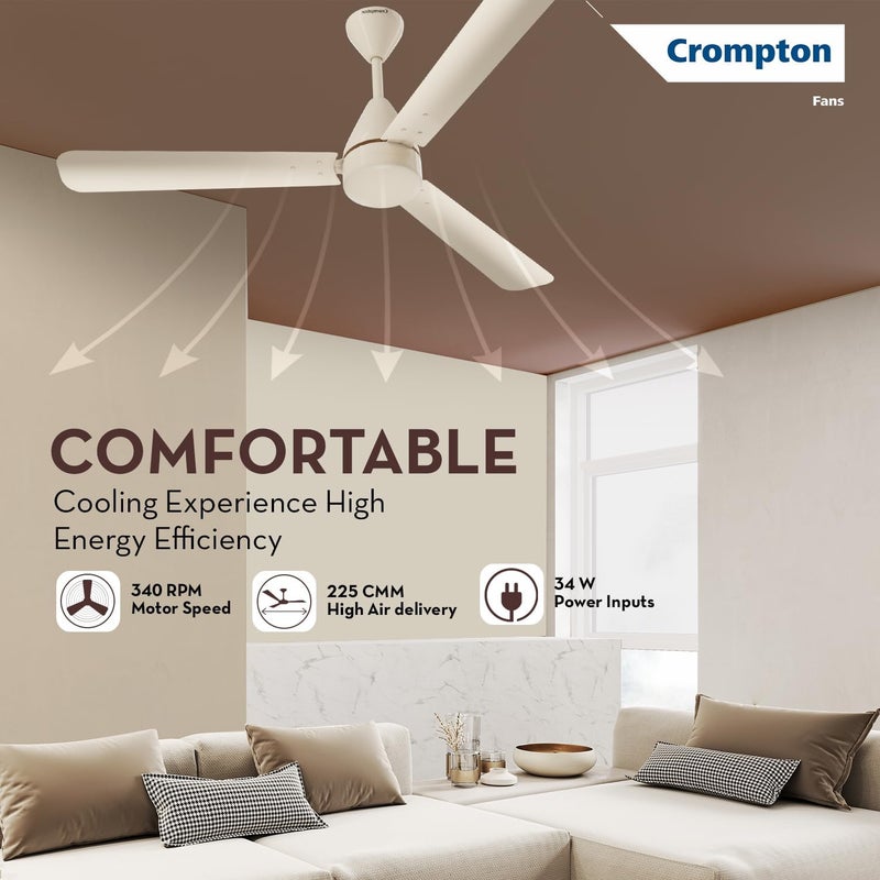 Crompton مروحة سقف كرومبتون إنيرجيون هايبرجيت 1200 مم BLDC | تحكم عن بعد بنقطة أي مكان | تصنيف 5 نجوم BEE موفرة للطاقة | توصيل هواء فائق | مقاومة للصدأ | ضمان المصنع لمدة عامين | عاجي - Image 4
