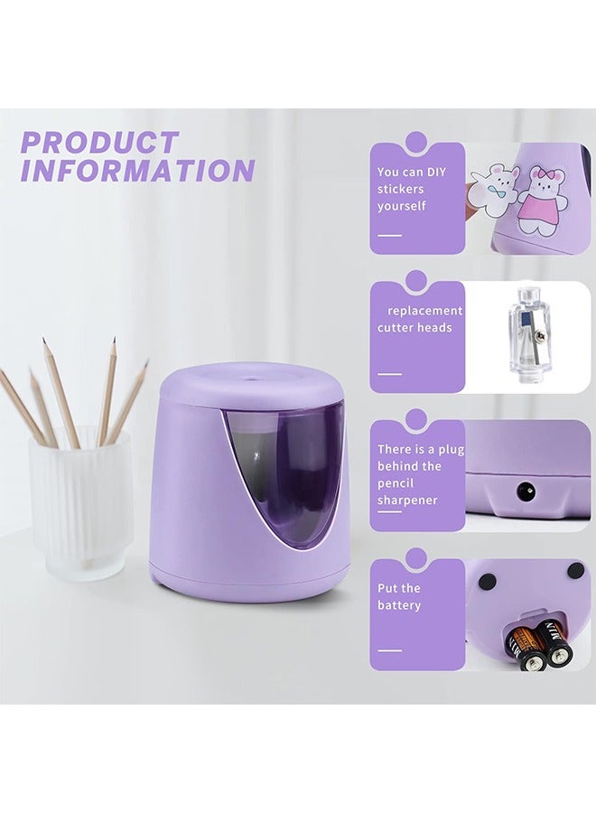 Hihonor Electric Pencil Sharpener Automatic Sharpener Multi-functional Pencil Sharpener Small Pencils Sharpening Tool for Kids Stationery Office Supplies, Purple - Image 2