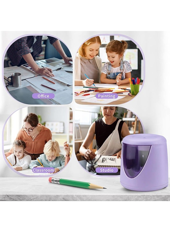 Hihonor Electric Pencil Sharpener Automatic Sharpener Multi-functional Pencil Sharpener Small Pencils Sharpening Tool for Kids Stationery Office Supplies, Purple - Image 3