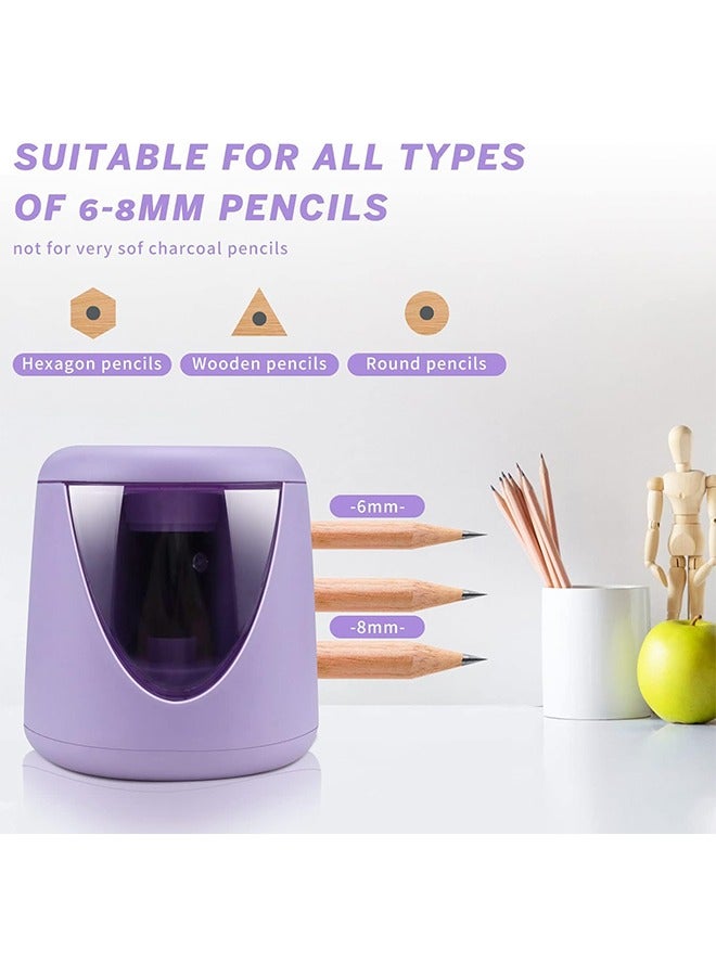 Hihonor Electric Pencil Sharpener Automatic Sharpener Multi-functional Pencil Sharpener Small Pencils Sharpening Tool for Kids Stationery Office Supplies, Purple - Image 4