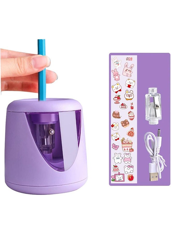 Hihonor Electric Pencil Sharpener Automatic Sharpener Multi-functional Pencil Sharpener Small Pencils Sharpening Tool for Kids Stationery Office Supplies, Purple - Image 1