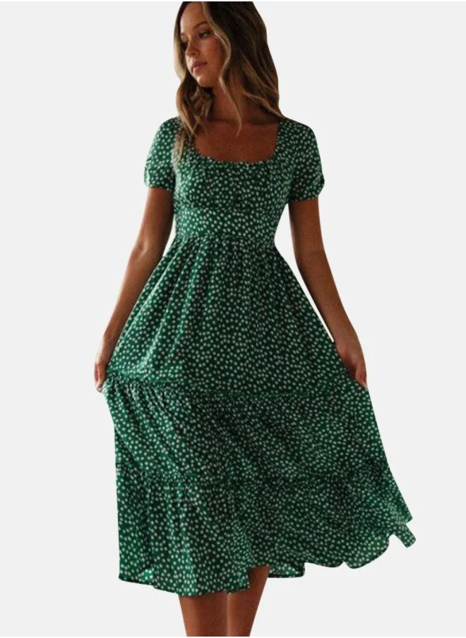 يونيكي Green Floral Printed Maxi Dress