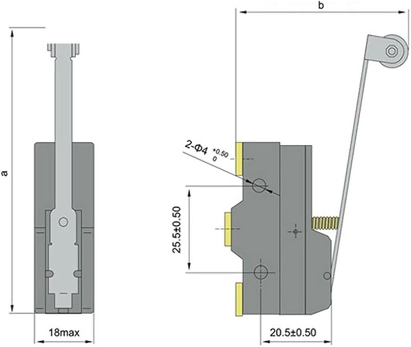 LXW5 11G1 مفتاح حدّي، أحادي القطب مزدوج المسار، ضغط لحظي، قضيب دفع، 380 فولت تيار متردد، 220 فولت تيار مستمر، 10 أمبير، تركيب على لوحة، أمان صناعي - Image 4