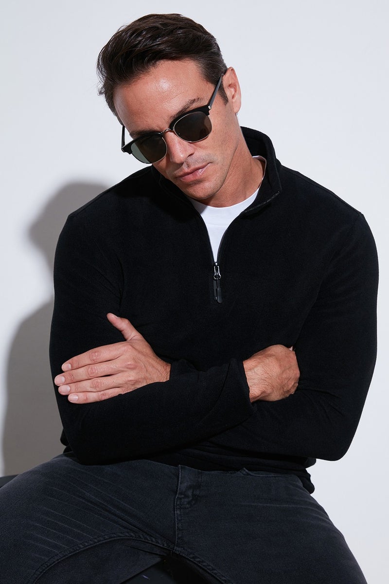 Buratti Slim Fit Half Zipper Stand Collar Polar Fleece Men's Polar 5906003 - Image 1