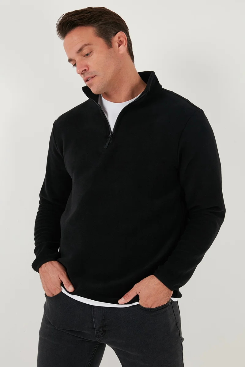 Buratti Slim Fit Half Zipper Stand Collar Polar Fleece Men's Polar 5906003