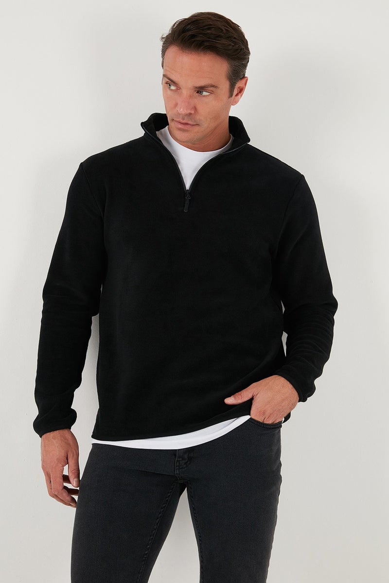 Buratti Slim Fit Half Zipper Stand Collar Polar Fleece Men's Polar 5906003 - Image 4