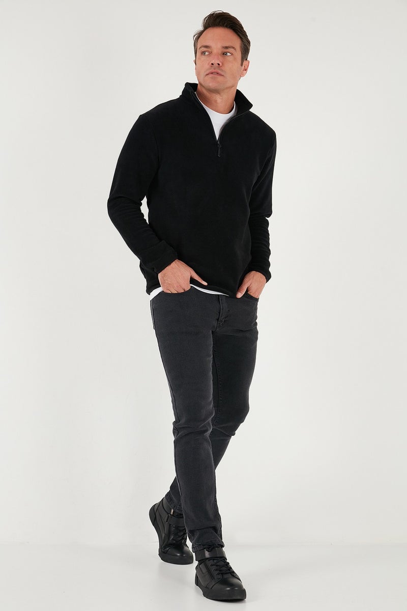 Buratti Slim Fit Half Zipper Stand Collar Polar Fleece Men's Polar 5906003 - Image 3