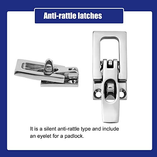 ODYSUNRAL Marine AntiRattle Square Latches for Boat Door Hatch Hold Down Clamp Latches Lockable Sturdy Construction 316 Stainless Steel with Screws - Image 3