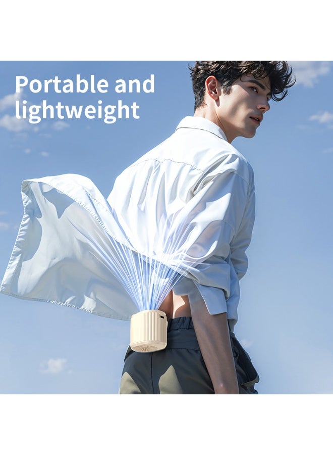 New high-speed waist-mounted fan, outdoor clip cap USB desktop mini fan, lazy waist fan（white）  - Image 4