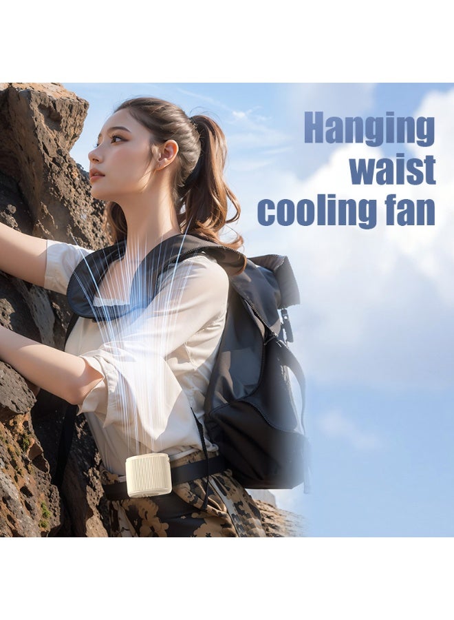 New high-speed waist-mounted fan, outdoor clip cap USB desktop mini fan, lazy waist fan（white）  - Image 2